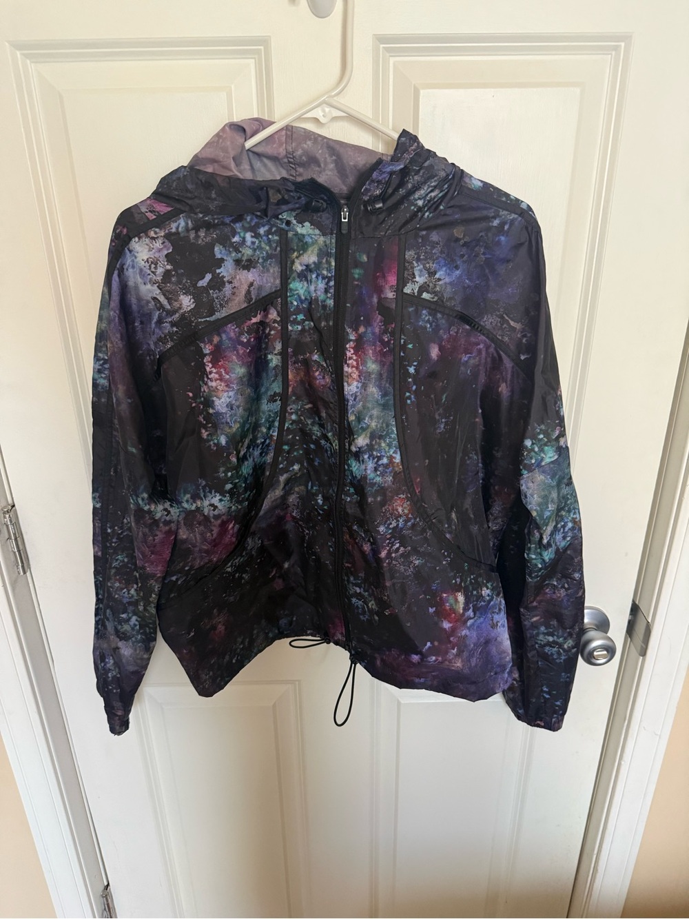 Fila Multicolor Galaxy-Print Hooded Bomber Jacket - Black, Purple, Blue